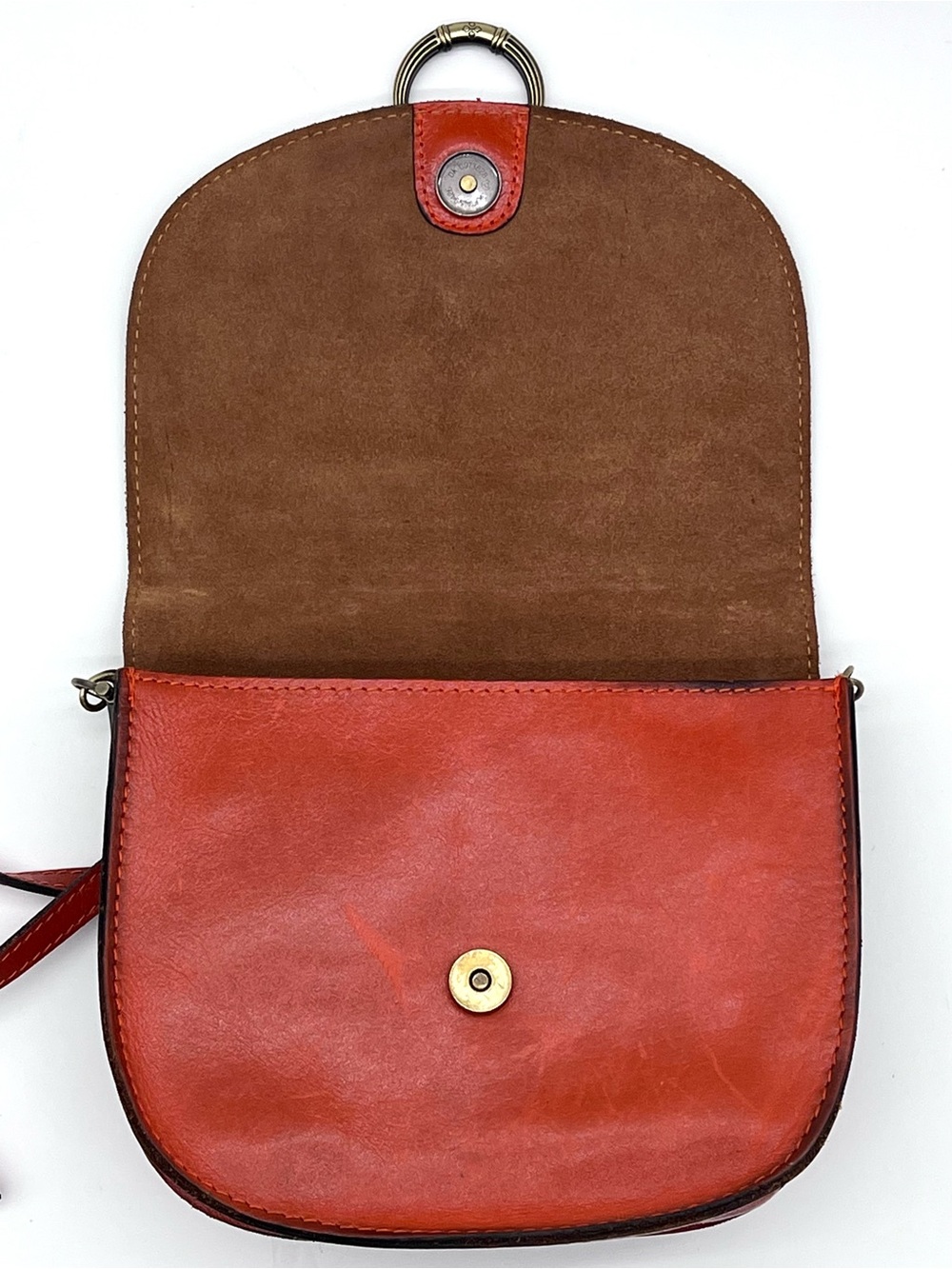 Patricia Nash Tooled Leather Crossbody Saddle Bag Red Ring Flap - Picture 10 of 16
